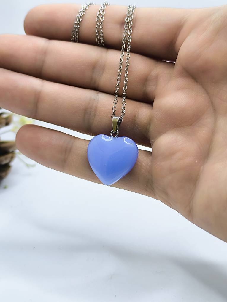 گردنبند زنانه قلب آبی آسمانی