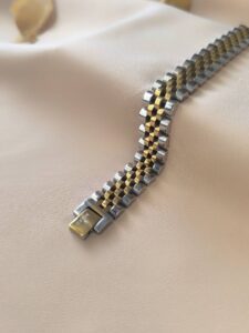 عکس و قیمت دستبند مردانه رولکس دو رنگ طلایی و نقره ای استیل