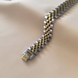 عکس و قیمت دستبند مردانه رولکس دو رنگ طلایی و نقره ای استیل