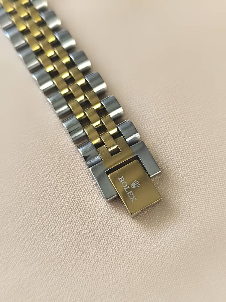 عکس و قیمت دستبند مردانه رولکس دو رنگ طلایی و نقره ای استیل