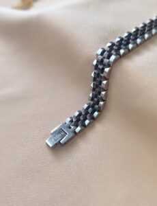 عکس و قیمت دستبند زنانه رولکس استیل دو رنگ نقره ای مشکی