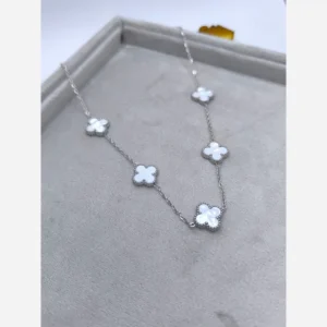 گردنبند ونکلیف سفید و نقره ای از جنس استیل